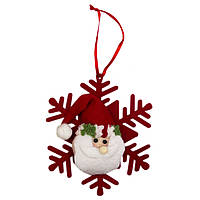 Елочная игрушка мягкая Снежинки Дед Мороз, 12 см, красный с белым (430451-1)