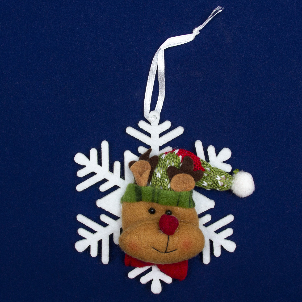 Ялинкова іграшка м'яка Сніжинки Олень, 12 см, білий з коричневим (430451-4), фото 1