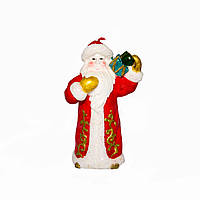 Декоративная новогодняя свечка Дед Мороз с подарком, 8,1х5,4х12,8 см, красный с белым, воск (790685-1)