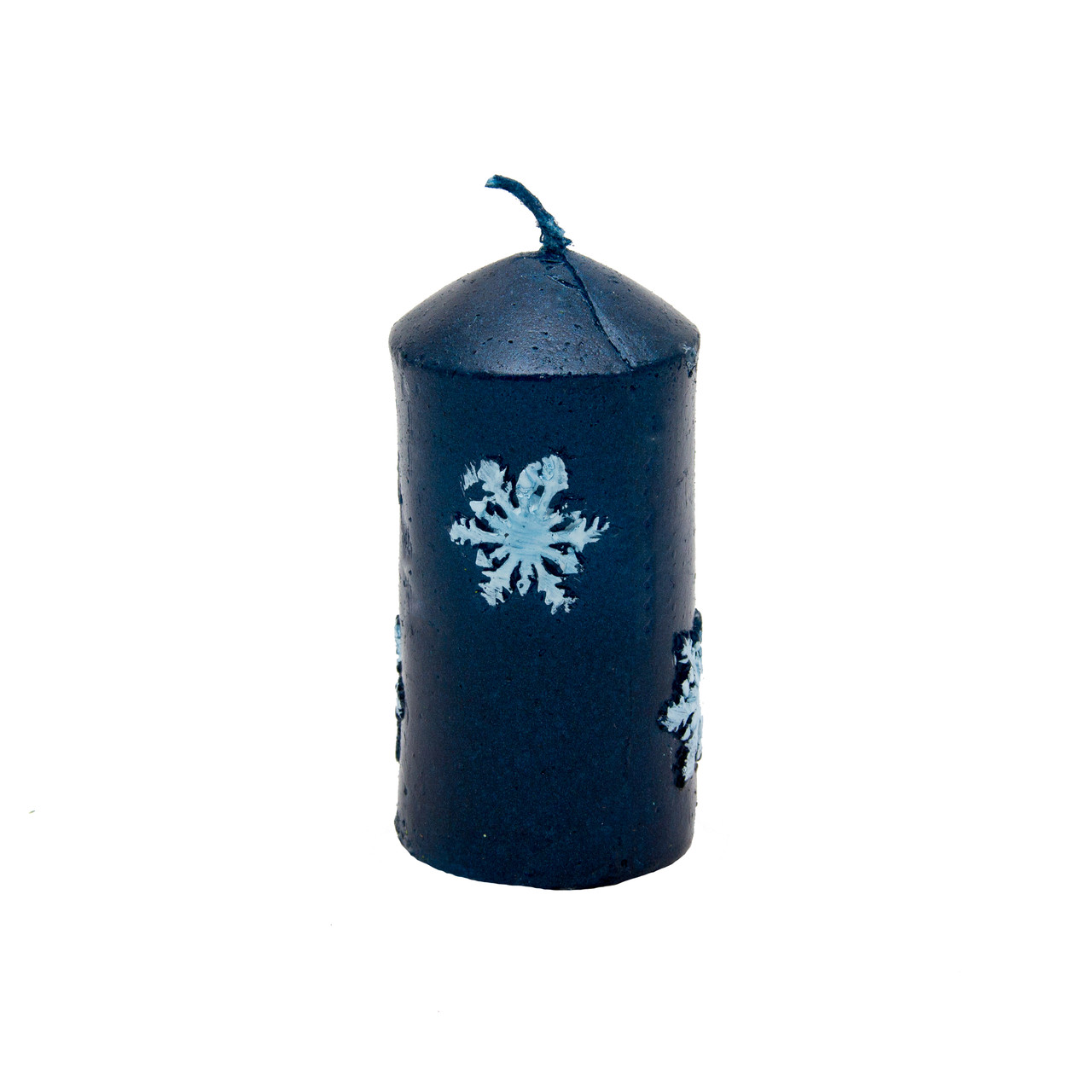 Декоративна новорічна свічка Сніжинка, 4,6х4,6х8,3 см, синій, віск (791286-4)