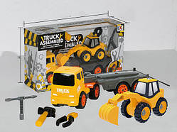 Конструктор будівельна техніка трейлер та екскаватор, 10,5х16х8,5 см, пластик (CXL200-29)