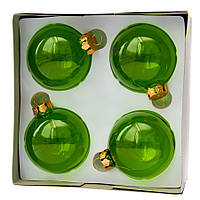 Набір ялинкових куль, 4 шт, D6 см, зелений, скло (390601-1)