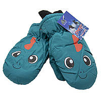 Дитячі лижні рукавиці, розмір 12, бірюзовий, плащівка, фліс, синтепон (513672-5)