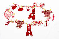 Новогоднее украшение гирлянда тканевая подвесная, 2,1 м, красный, белый (430383)