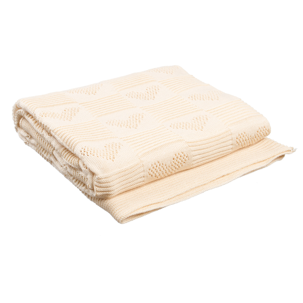 Плед в'язаний Ohaina ажур 120х90 cotton Vanilla White