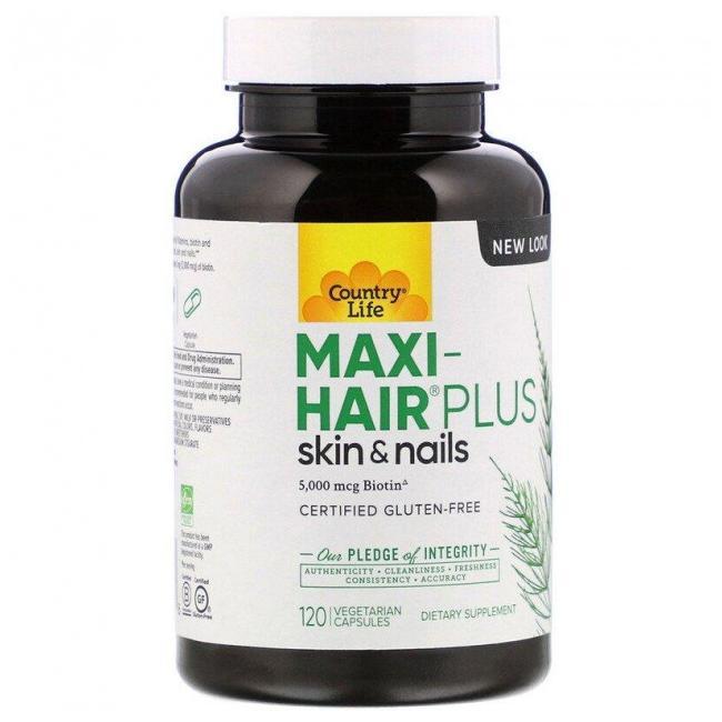 Вітаміни для волосся  Maxi-Hair Plus 120 капс Country Life USA, фото 1