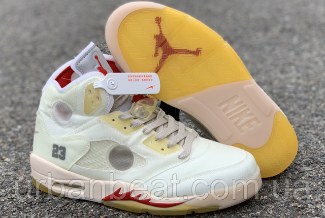 Женские и подростковые баскетбольные кроссовки Air Jordan 5 Retro SP "Off-White" - фото 1 - id-p1226413497