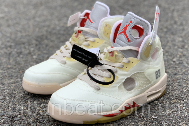 Женские и подростковые баскетбольные кроссовки Air Jordan 5 Retro SP "Off-White" - фото 3 - id-p1226413497