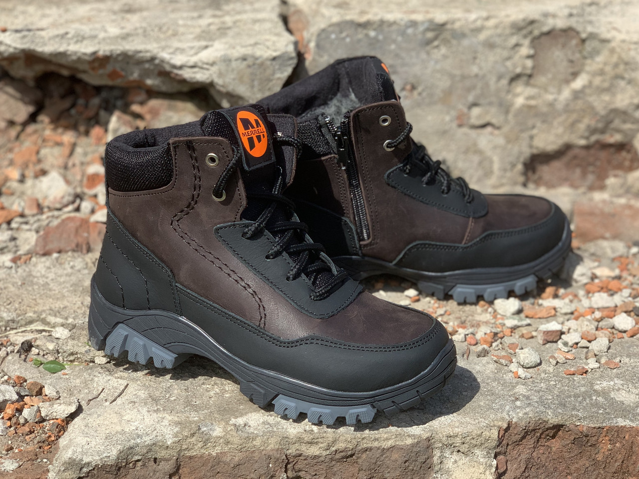 Дитячі підліткові зимові черевики коричневий Mere!