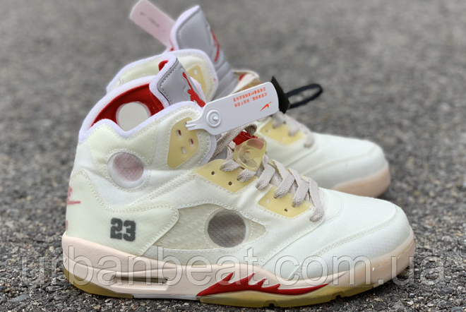 Женские и подростковые баскетбольные кроссовки Air Jordan 5 Retro SP "Off-White" - фото 5 - id-p1226413497