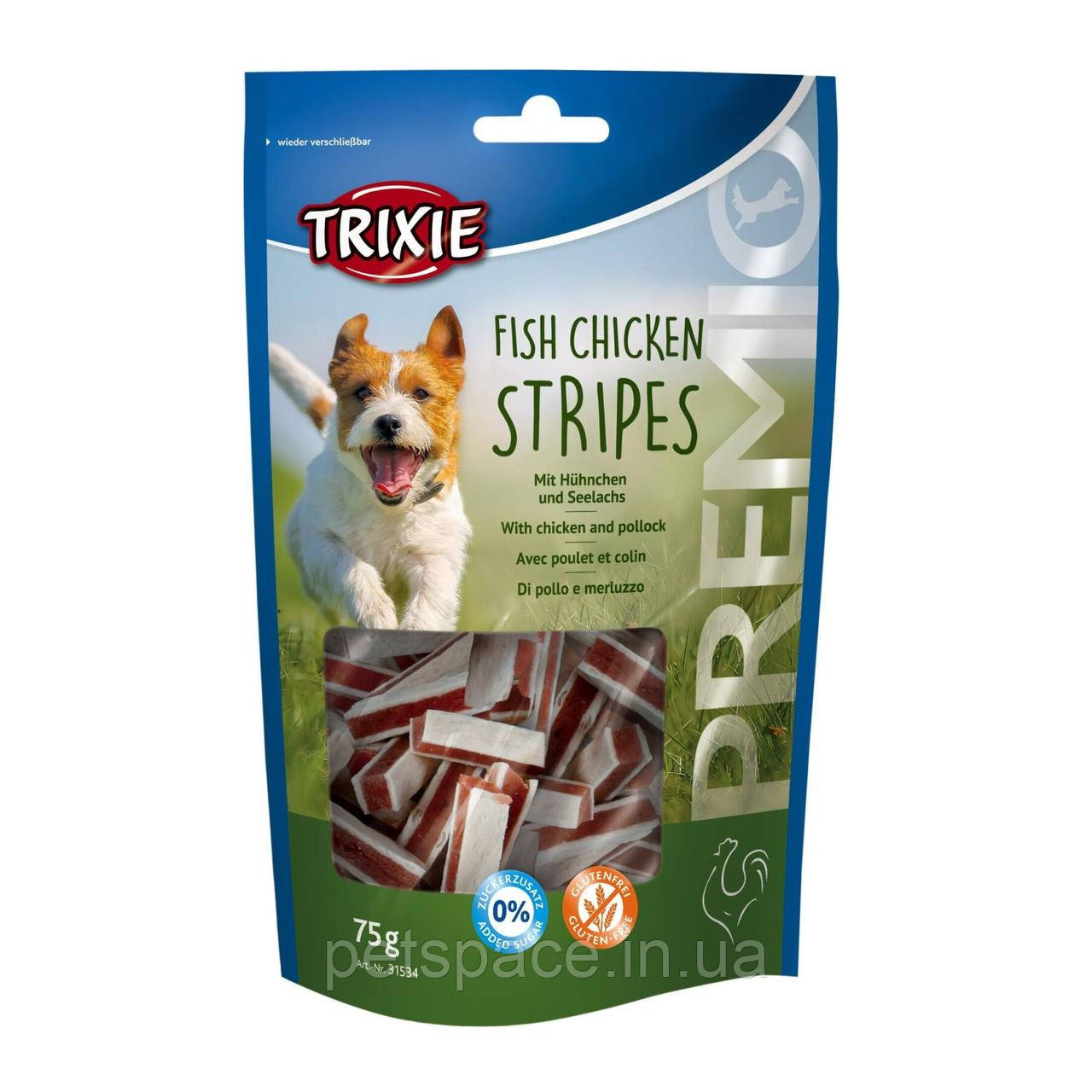 Ласощі для собак Trixie Premio Chicken and Pollock Stripes (Тріксі Преміо з куркою та рибоюі) 75г