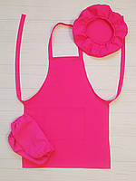 Фартух для уроків праці з беретом (6-10 років) рожевий