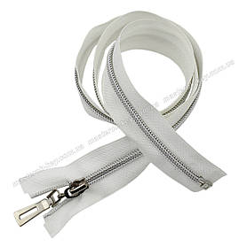 Блискавка спіральна під метал Тип 7 80 см Silver рознімна колір Білий зубець нікель