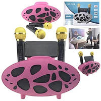 Бездротова колонка рожева з двома караоке-мікрофонами