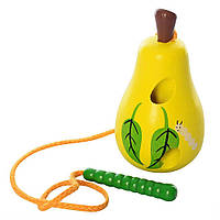 Дерев'яна іграшка для розвитку моторики Шнурівка Limo toy MD 0494 Груша