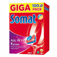 Somat Таблетки для посудомойки 100шт. All in 1 сомат таблетки для посудомоечной машины мытья посуды