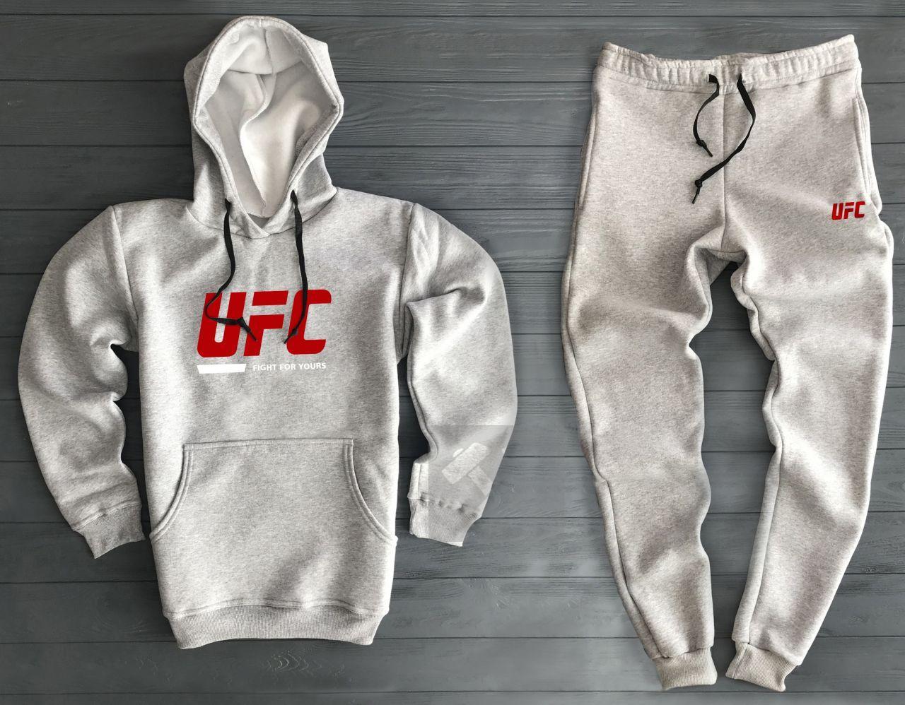 Чоловічий сірий спортивний костюм ЮФС (UFC)/Утеплений на флісі