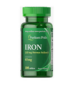 Залізо Puritan's Pride Iron Ferrous Sulfate 65 mg 100 таб.