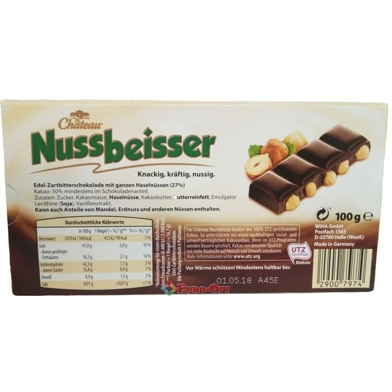 Шоколад черный Chateau Nussbeisser с лесным орехом 100 г Германия - фото 2 - id-p1226456657