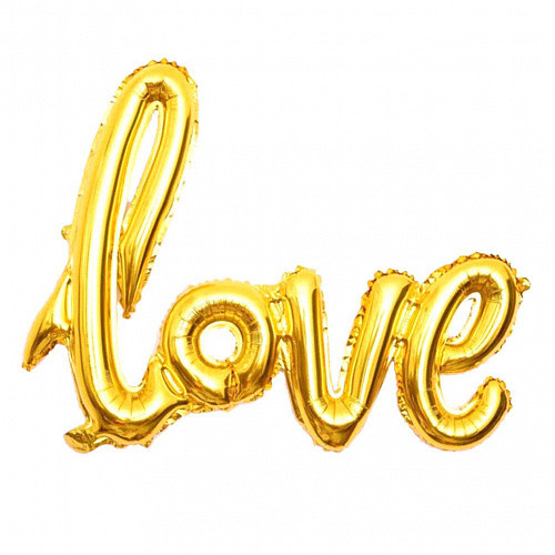 Фольгований напис LOVE 60х40 см золото надутий візок код 17-03