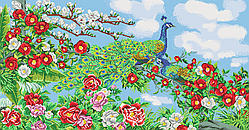 Райські птахи (блакитний фон ) Схема повної вишивки бісером