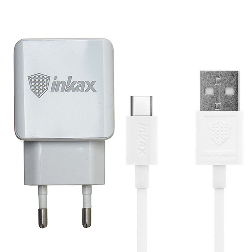 Мережевий зарядний пристрій INKAX CD-01 з кабелем Type-З - White, фото 1
