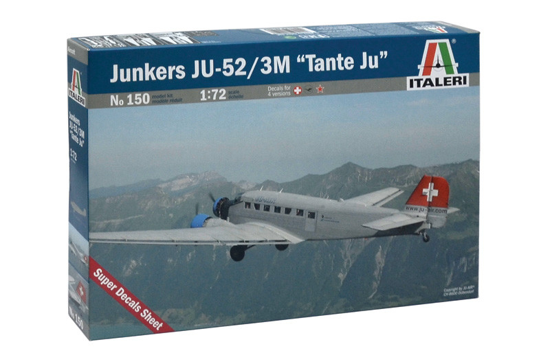 Junkers Ju - 52 / 3M "Tante Ju". Збірна модель літака в масштабі 1/72. ITALERI 150
