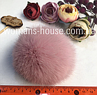 Хутряний бубон (помпон) з кролика Пудра 6-8 см, фото 2