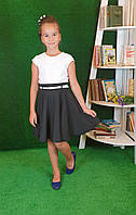 Платье в школу для девочки черный с белым 122,128,134,140
