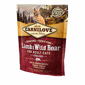Сухий корм для стерилізованих кішок Carnilove Cat Lamb & Wild Boar — Sterilised 400 г (ягня та кабан)