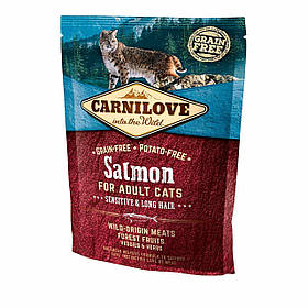 Сухий корм для кішок з чутливим травленням Carnilove Cat Salmon — Sensitive & Long Hair 400 г (лосось)