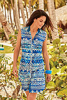 Пляжне жіноче плаття без рукавів David DB9-040 44(M) Синій-Білий David DB9-040