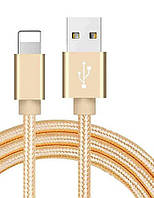 Кабель USB DATA плетений ReCord Lightning for iPhone (1m) gold