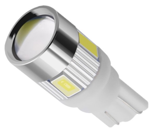 Автолампа світлодіодна T10 W5W 6 Led 5630 + лінза