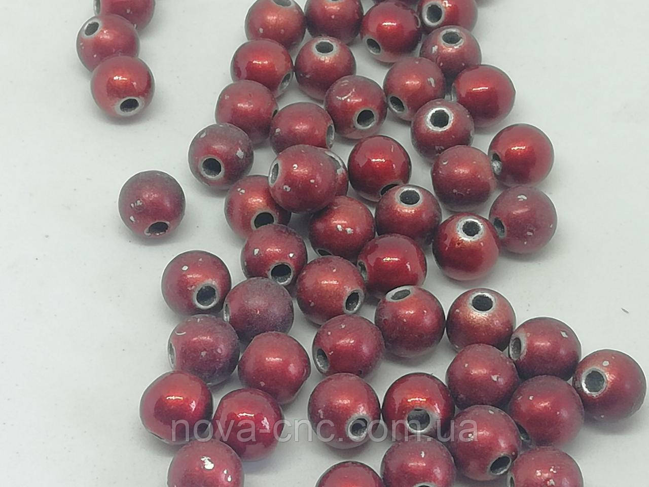 Намистини пластик "Куля гладкий" бордовий 7 мм 500 грам