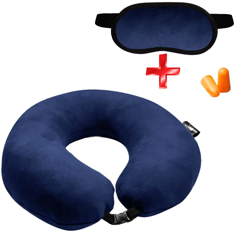 Подушка Coverbag для подорожей синя. маска для сну, фото 1