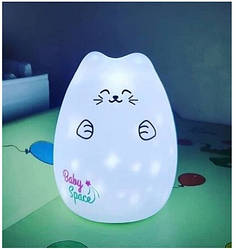 Нічник Дитячий світлодіодний силіконовий LED — світильник BABY SPACE KITTY (s104)