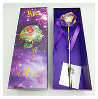 Роза с LED подсветкой светящаяся, романтический подарок 25 см золотистая (s156)