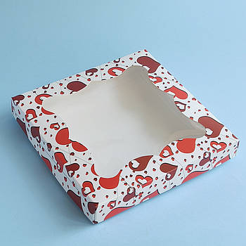 Коробка для пряників Сердечка 20х20х3 см