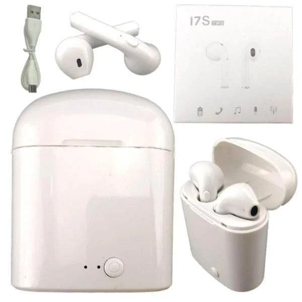 Білі бездротові навушники з чохлом-зарядкою I 7 S, фото 1