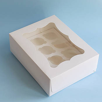 Коробка для капкейків на 12 шт з віконцем 25х33х11 см