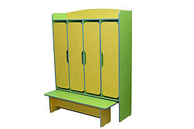 Шафа 4-дверна для роздягальні, з лавкою