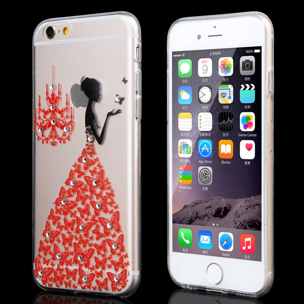 Чохол для iPhone 6/6S Plus силіконовий метелики зі стразами