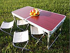 Набір Folding Table для пікніка посилений, стіл 120×60 см, з 4 складними стільцями, чемодан-формат, фото 3