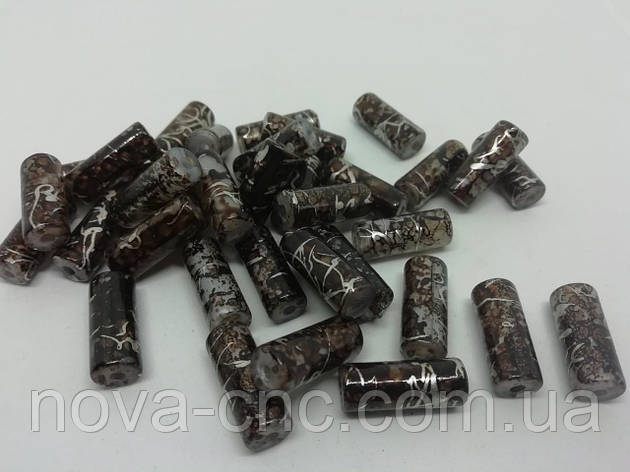 Бусини пластик "Циліндр" коричневий мармур 20 х 7 мм 500 грамів, фото 1