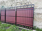 Ковані ворота з профнастилом та кованими елементами, фото 8