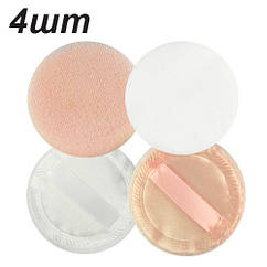 Набір спонжів для пудри QPI Professional коло зі стрічкою білі та рожеві 4 шт QS-308