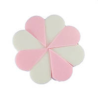 Спонж 8в1 цветок для макияжа Q.P.I. PROFESSIONAL прорезиненный треугольник розовый и белый QS-231