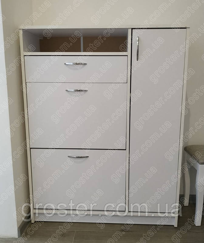 Обувница, шафа взуттєвої в білому кольорі. Тумба для взуття Т-5.