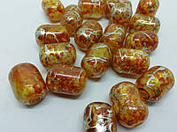 Бусины пластик "Бочонок" оранжевый мрамор 18 мм 500 грамм